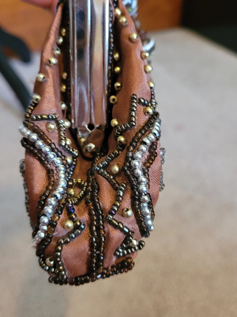 Bisou Bisou Michele Bohbot Beaded Evening Clutch Wristlet W/ Beaded Handle EUC